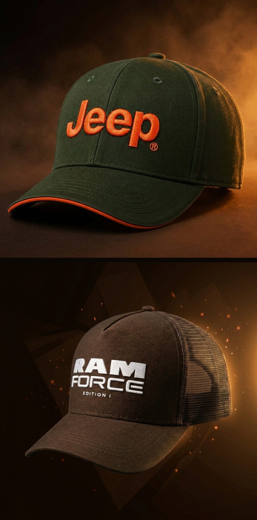 Bonés personalizados Destaque produzidos para Jeep e RAM